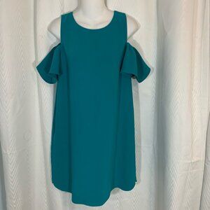 Amanda Uprichard Teal Blue Dryden Cold Shoulder Dress Size Small